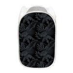 Black Palm Leaf Aloha Pattern Print Mesh Laundry Hamper
