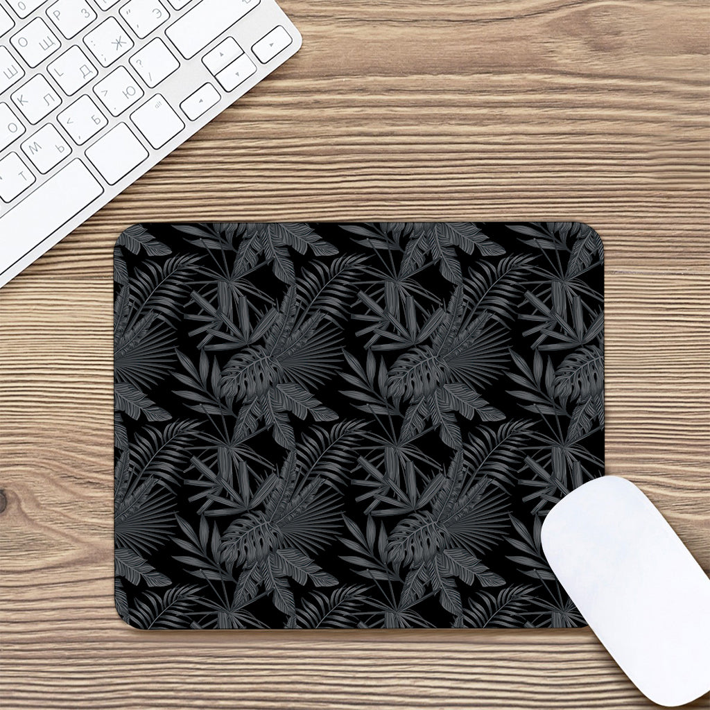 Black Palm Leaf Aloha Pattern Print Mouse Pad