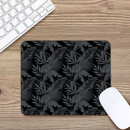 Black Palm Leaf Aloha Pattern Print Mouse Pad