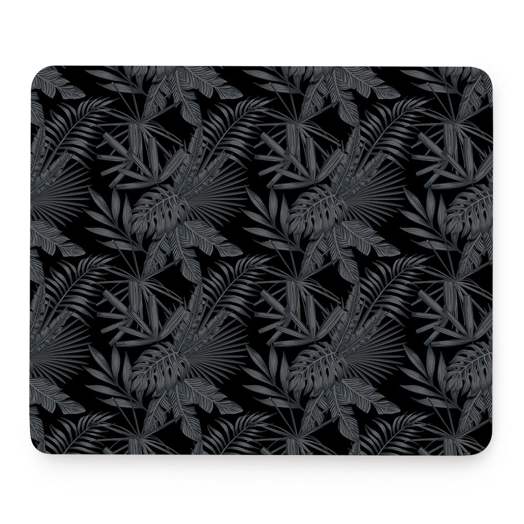 Black Palm Leaf Aloha Pattern Print Mouse Pad
