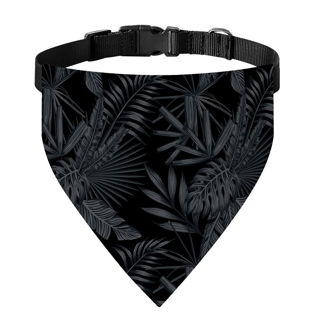 Black Palm Leaf Aloha Pattern Print Over The Collar Dog Bandana