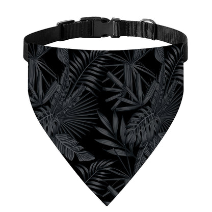 Black Palm Leaf Aloha Pattern Print Over The Collar Dog Bandana