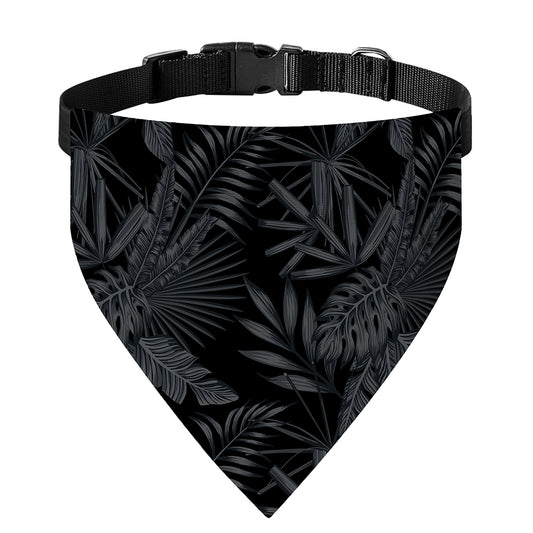Black Palm Leaf Aloha Pattern Print Over The Collar Dog Bandana