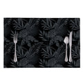 Black Palm Leaf Aloha Pattern Print Placemat