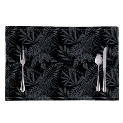 Black Palm Leaf Aloha Pattern Print Placemat