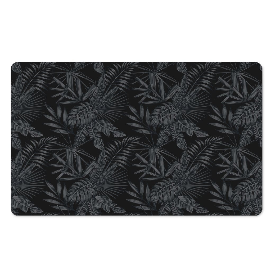 Black Palm Leaf Aloha Pattern Print Polyester Doormat