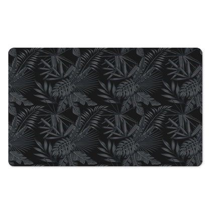 Black Palm Leaf Aloha Pattern Print Polyester Doormat