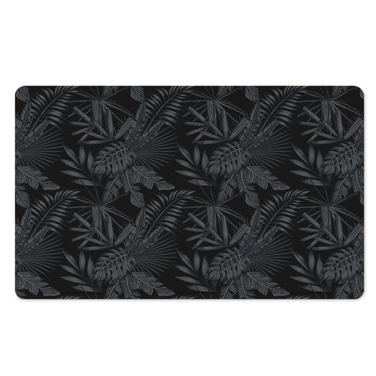 Black Palm Leaf Aloha Pattern Print Polyester Doormat