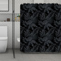 Black Palm Leaf Aloha Pattern Print Polyester Shower Curtain