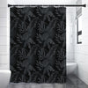 Black Palm Leaf Aloha Pattern Print Premium Shower Curtain