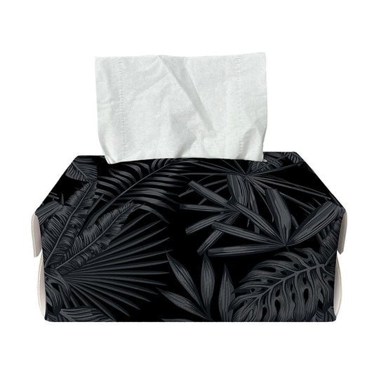 Black Palm Leaf Aloha Pattern Print Rectangle Tissue Box Cover