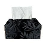 Black Palm Leaf Aloha Pattern Print Rectangle Tissue Box Cover