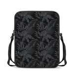 Black Palm Leaf Aloha Pattern Print Rectangular Crossbody Bag