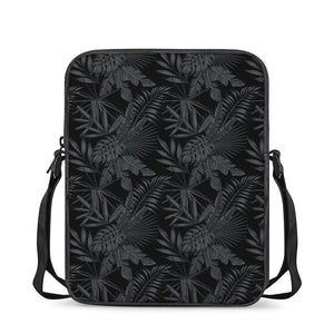 Black Palm Leaf Aloha Pattern Print Rectangular Crossbody Bag