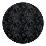 Black Palm Leaf Aloha Pattern Print Round Blanket