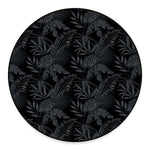 Black Palm Leaf Aloha Pattern Print Round Floor Mat