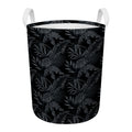 Black Palm Leaf Aloha Pattern Print Round Laundry Basket