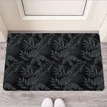 Black Palm Leaf Aloha Pattern Print Rubber Doormat