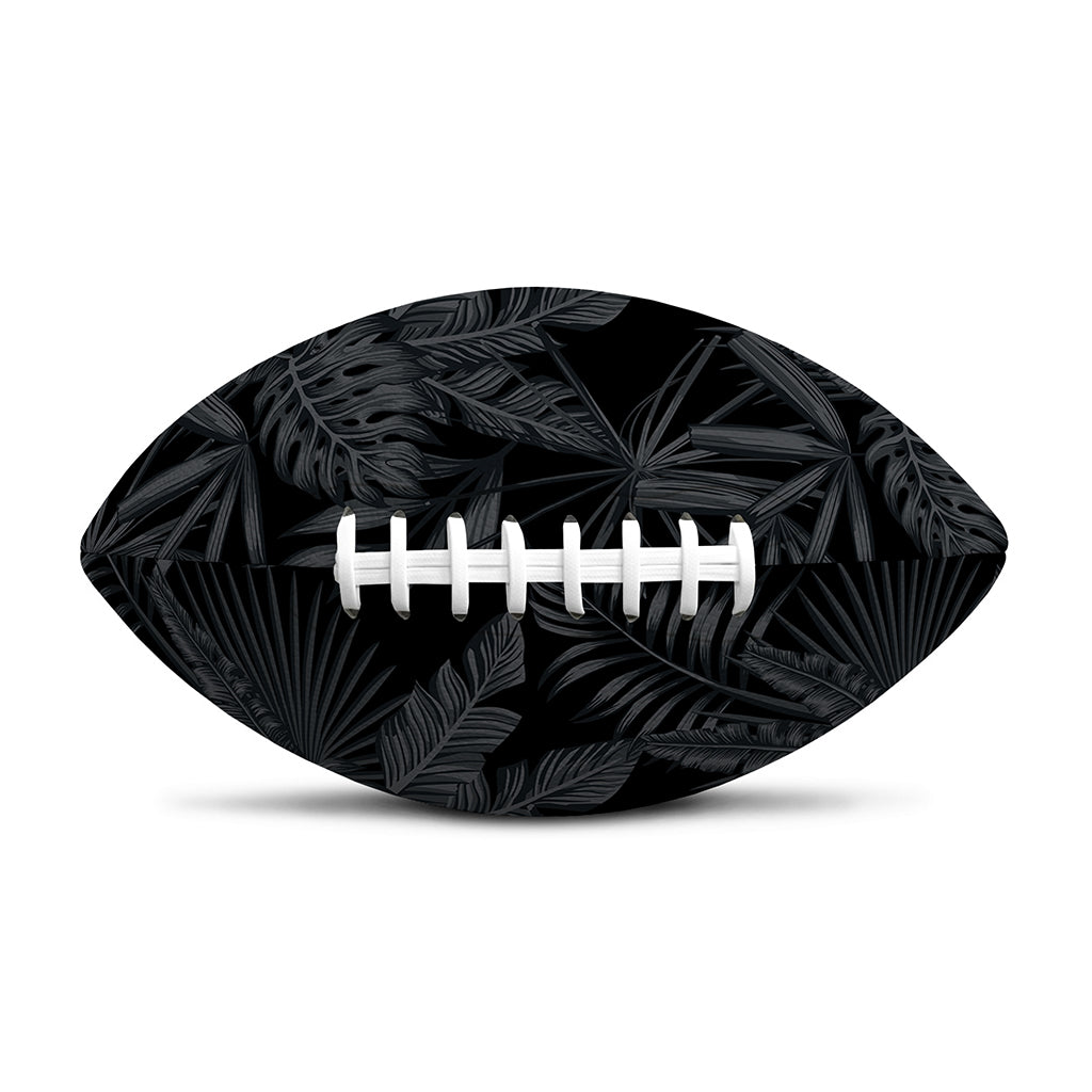 Black Palm Leaf Aloha Pattern Print Rugby Ball