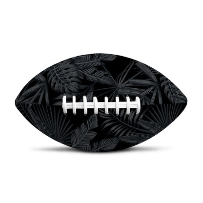 Black Palm Leaf Aloha Pattern Print Rugby Ball