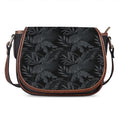 Black Palm Leaf Aloha Pattern Print Saddle Bag