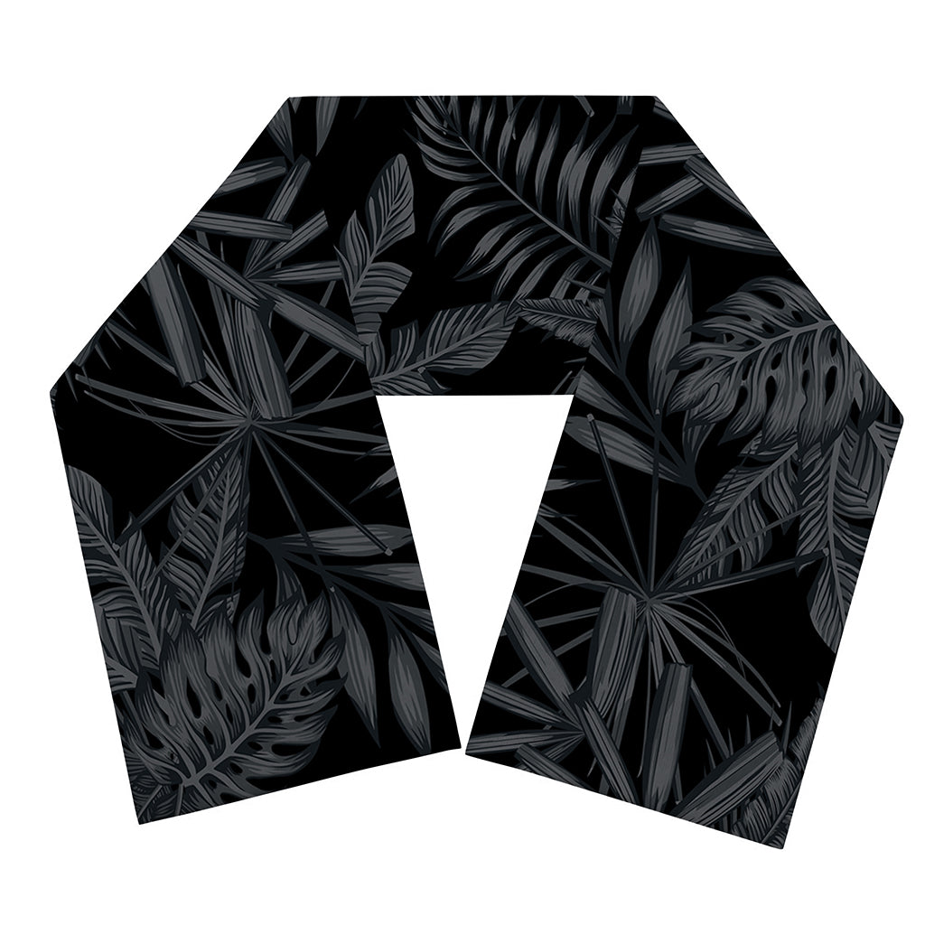 Black Palm Leaf Aloha Pattern Print Scarf