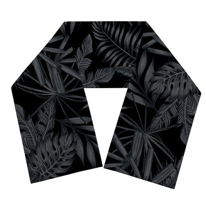 Black Palm Leaf Aloha Pattern Print Scarf