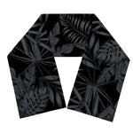 Black Palm Leaf Aloha Pattern Print Scarf