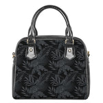 Black Palm Leaf Aloha Pattern Print Shoulder Handbag