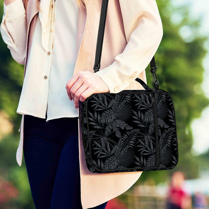 Black Palm Leaf Aloha Pattern Print Shoulder Strap Bible Bag
