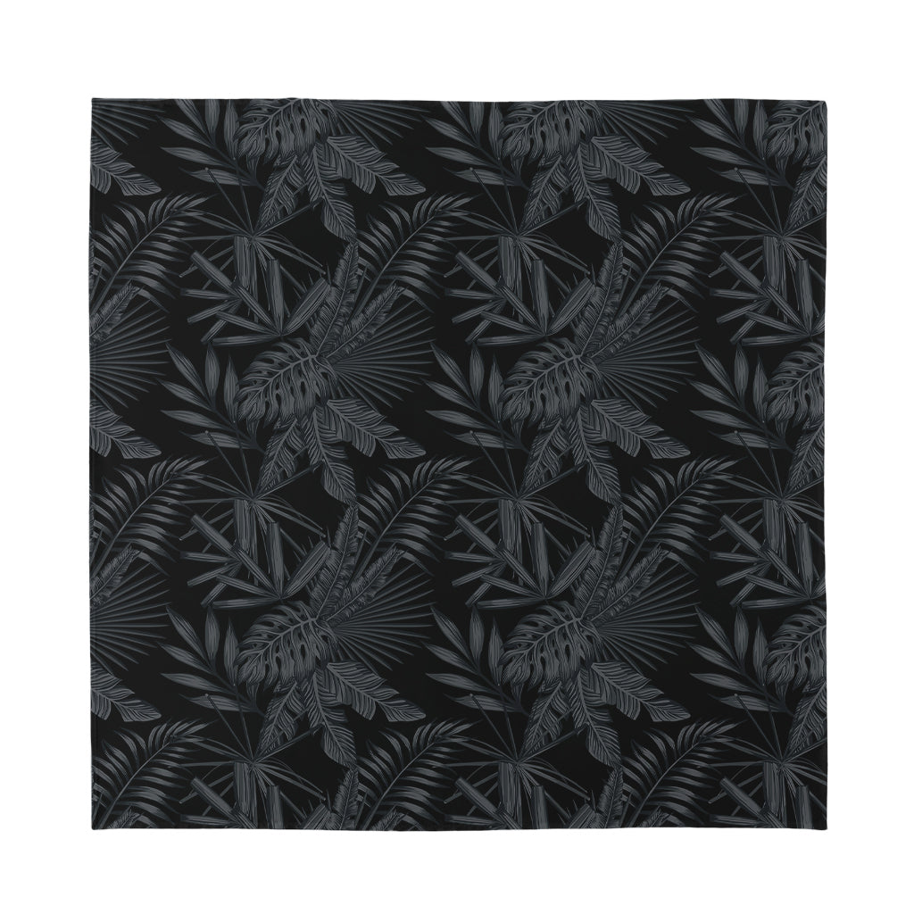 Black Palm Leaf Aloha Pattern Print Silk Bandana