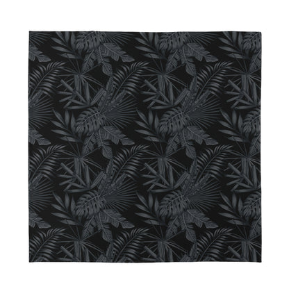 Black Palm Leaf Aloha Pattern Print Silk Bandana
