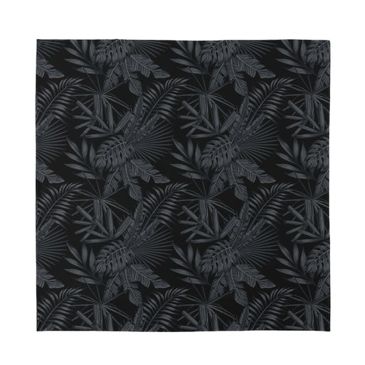 Black Palm Leaf Aloha Pattern Print Silk Bandana