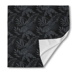 Black Palm Leaf Aloha Pattern Print Silk Bandana