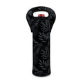 Black Palm Leaf Aloha Pattern Print Single Neoprene Wine Tote