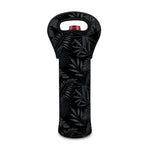 Black Palm Leaf Aloha Pattern Print Single Neoprene Wine Tote