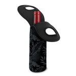 Black Palm Leaf Aloha Pattern Print Single Neoprene Wine Tote