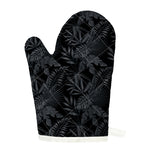 Black Palm Leaf Aloha Pattern Print Single Oven Mitt