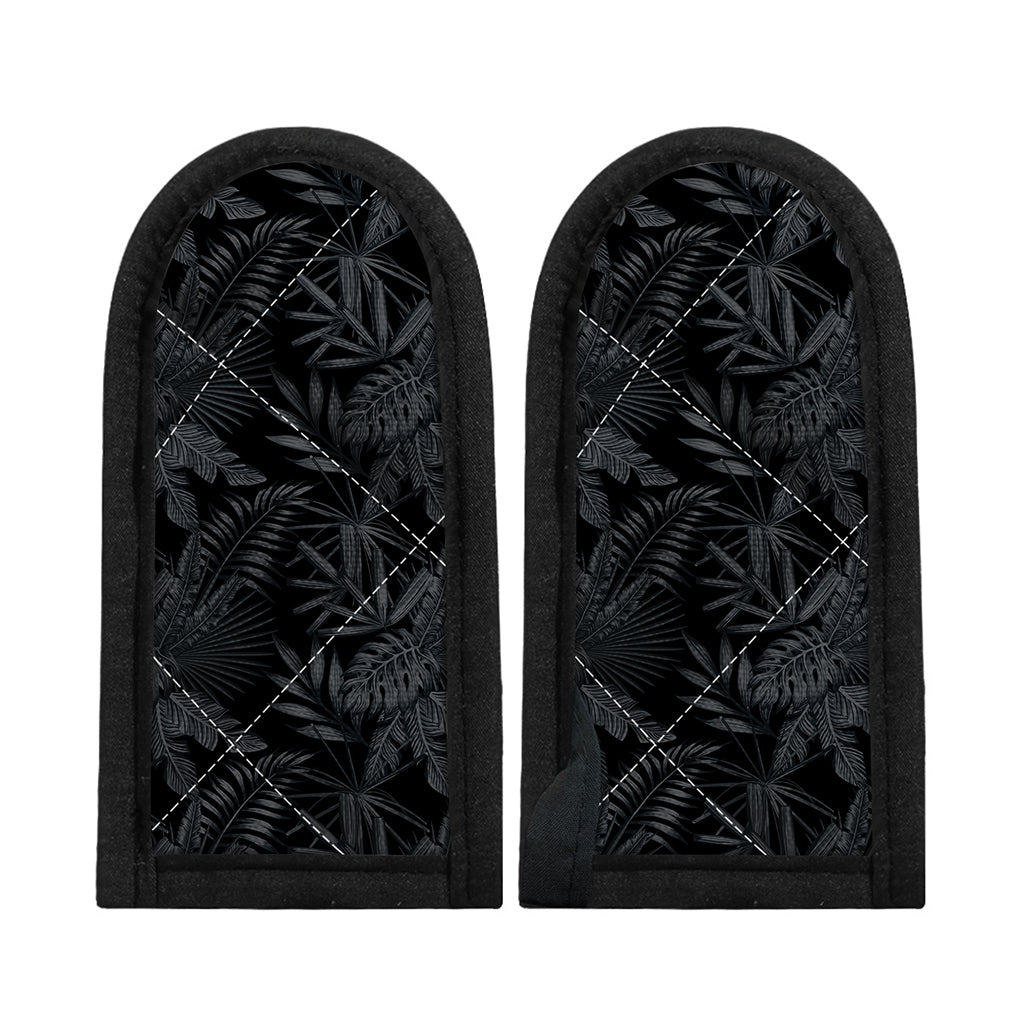 Black Palm Leaf Aloha Pattern Print Skillet Handle Cover