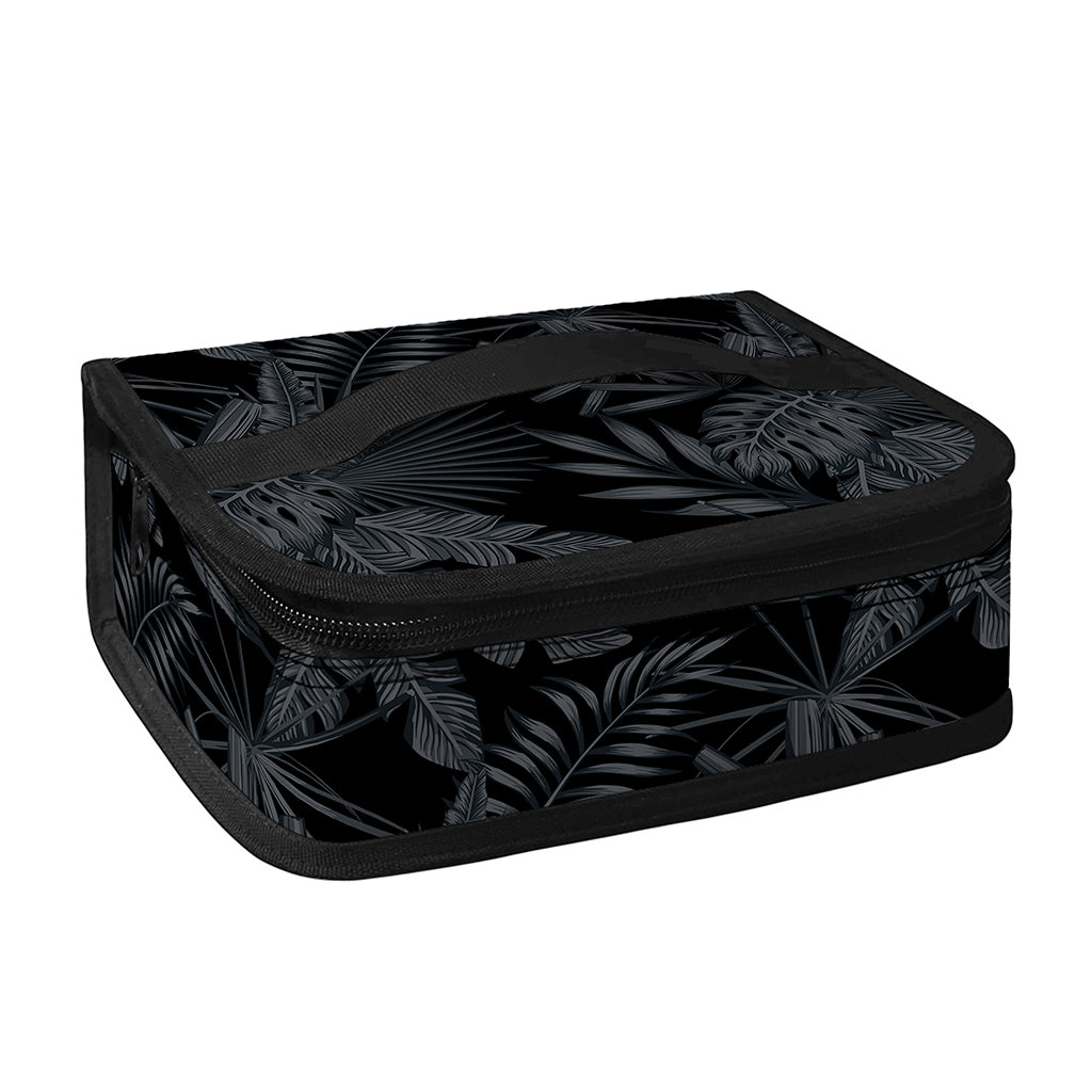 Black Palm Leaf Aloha Pattern Print Small Lunch Bag