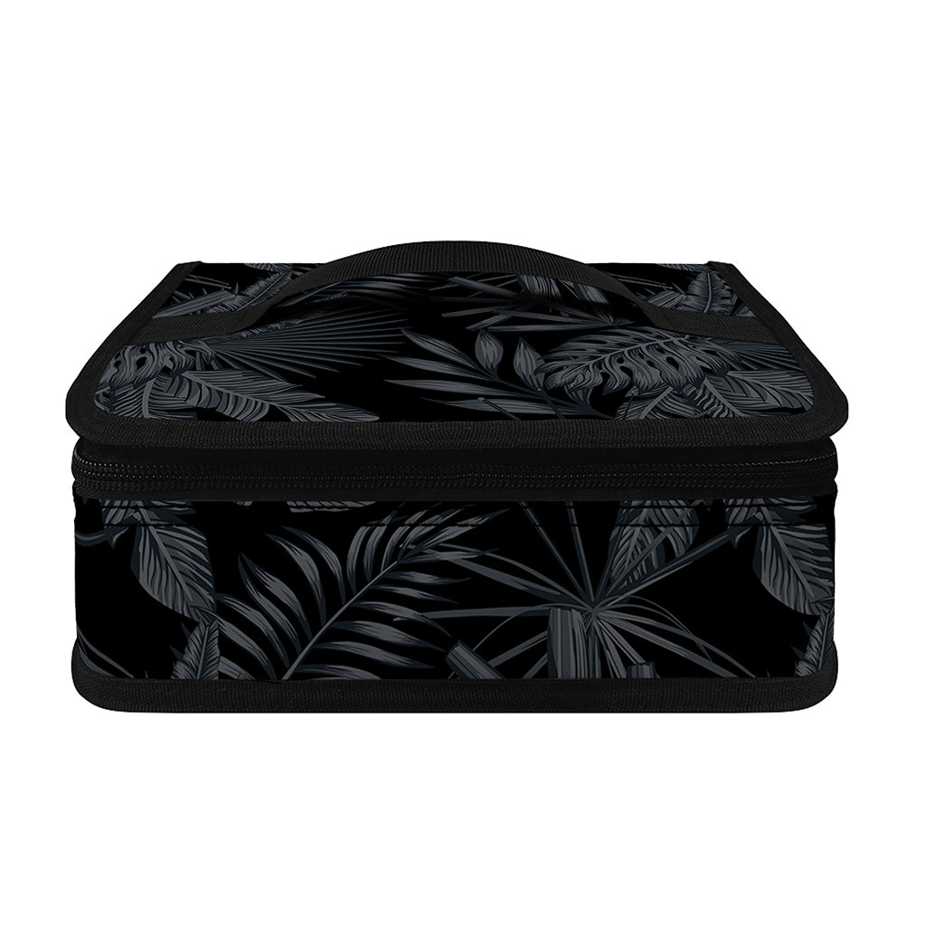 Black Palm Leaf Aloha Pattern Print Small Lunch Bag
