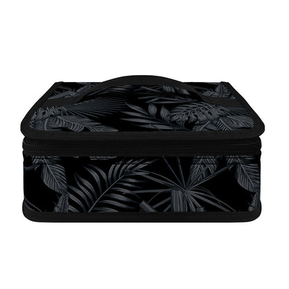 Black Palm Leaf Aloha Pattern Print Small Lunch Bag