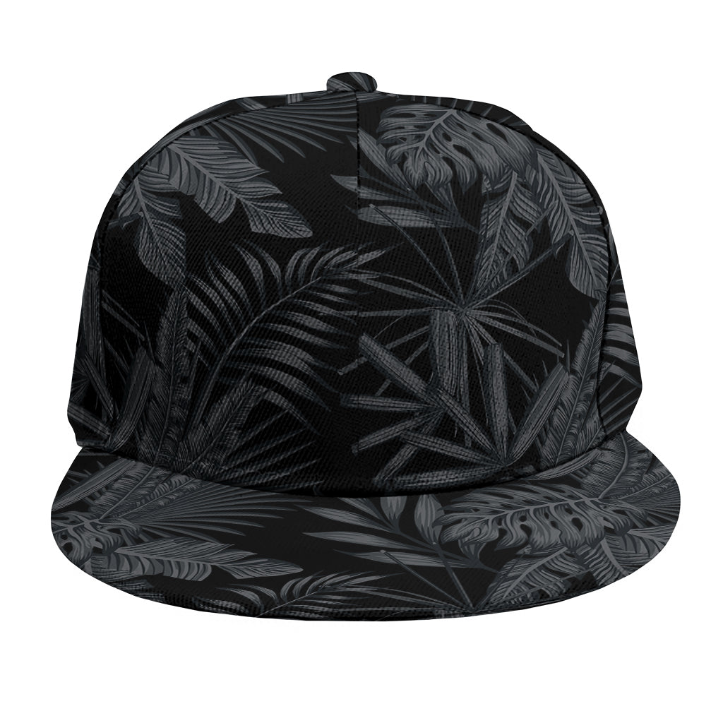Black Palm Leaf Aloha Pattern Print Snapback Cap