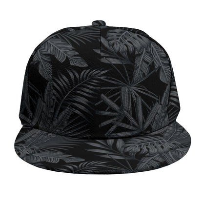 Black Palm Leaf Aloha Pattern Print Snapback Cap