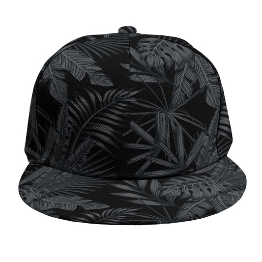 Black Palm Leaf Aloha Pattern Print Snapback Cap