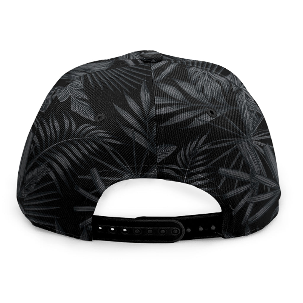 Black Palm Leaf Aloha Pattern Print Snapback Cap