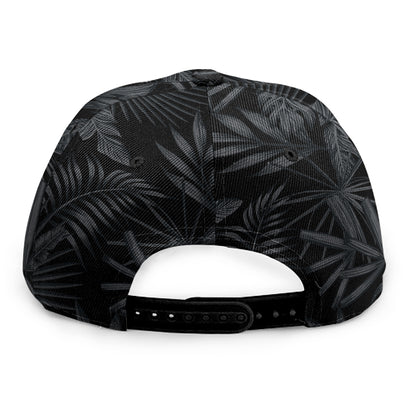 Black Palm Leaf Aloha Pattern Print Snapback Cap