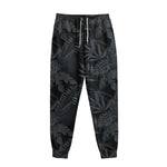 Black Palm Leaf Aloha Pattern Print Sweatpants