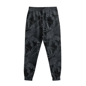 Black Palm Leaf Aloha Pattern Print Sweatpants