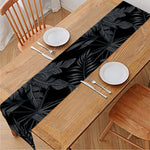 Black Palm Leaf Aloha Pattern Print Table Runner
